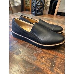 Naturalizer Womens‎ Black Mixed Media Slip On Loafers Platform Flats Size 8.5 M